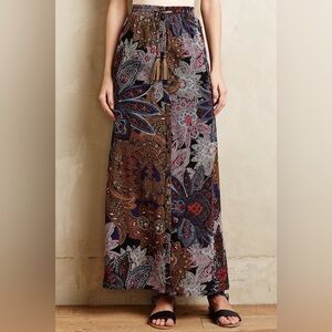 NWOT Anthropologie Boho Petaled Paisley Open Middle Front Slit Maxi Skirt TALL